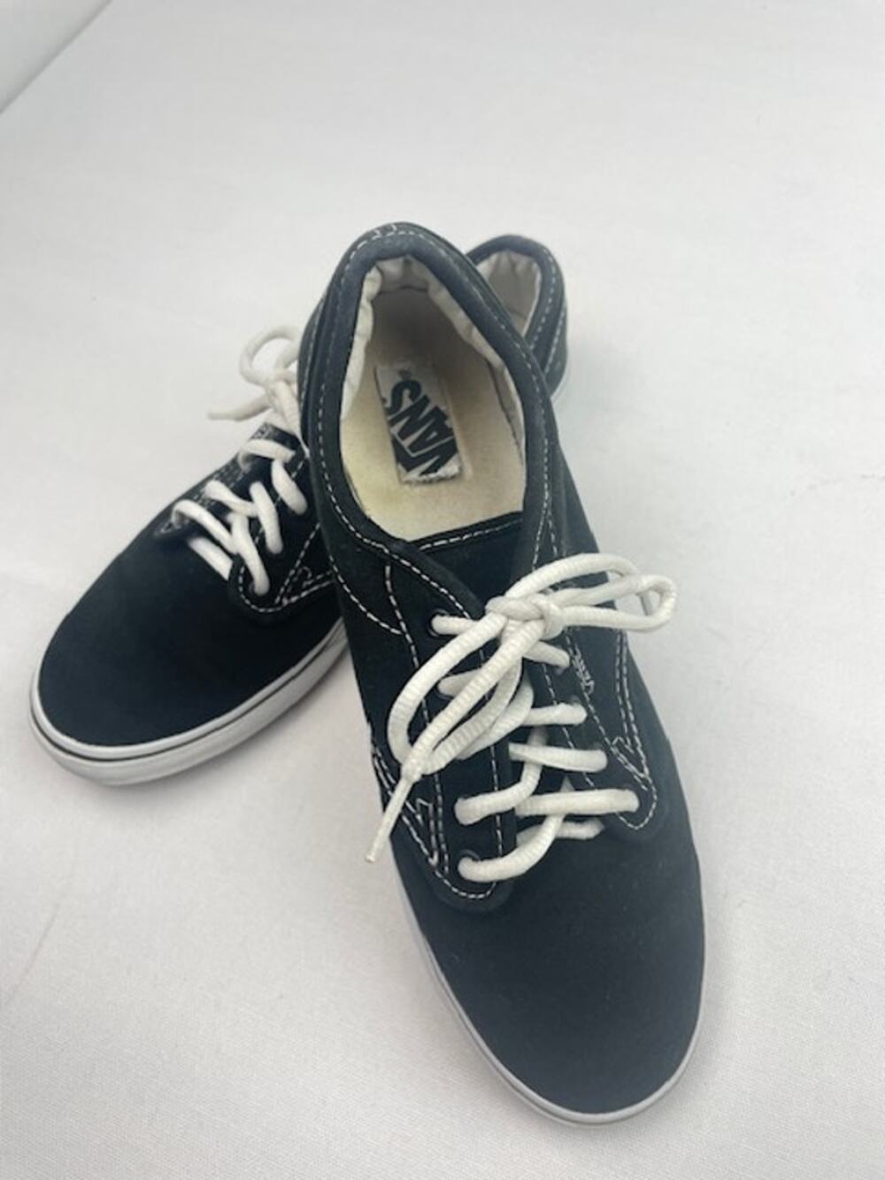 Vans Authentic Black Canvas Lace Up Sneakers Boys Size 6 Classic Skate Shoes